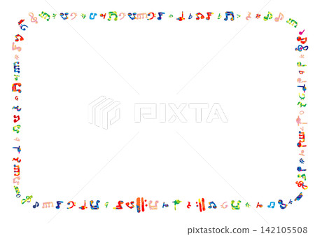 Colorful hand-drawn musical note frames Colorful hand-drawn musical note frames 142105508