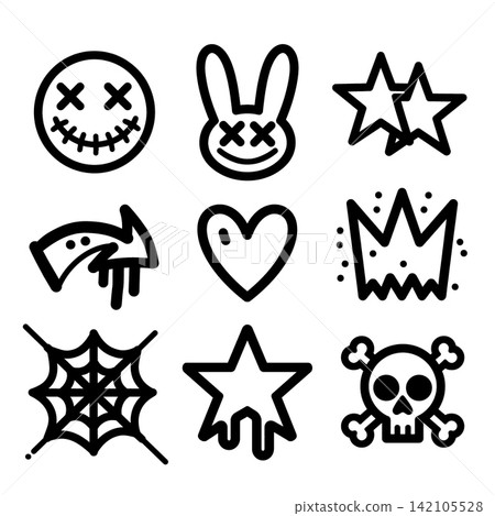 Edgy playful doodle outline lineart isolated separated layered for coloring book Edgy playful doodle outline lineart isolated separated layered for coloring book 142105528