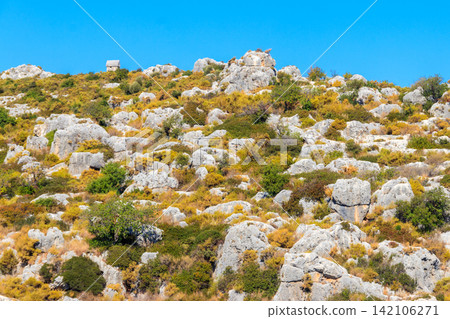Lycian tombs below turkish Simena fortress near Kekova island in Antalya province, Turkey Lycian tombs below turkish Simena fortress near Kekova island in Antalya province, Turkey 142106271