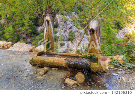 Drinking water source in Goynuk canyon in Antalya province, Turkey 142106310