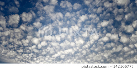 Clouds fill the sky during the day over a clear blue background Clouds fill the sky during the day over a clear blue background 142106775