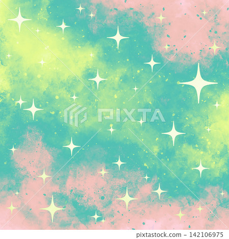 Watercolor-style sparkly background illustration in green and pink Watercolor-style sparkly background illustration in green and pink 142106975