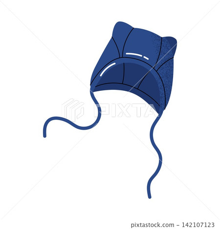 Dark blue winter earflap beanie hat vector illustration Dark blue winter earflap beanie hat vector illustration 142107123