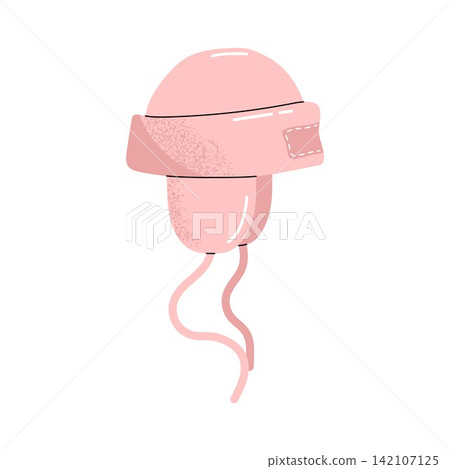 Pink winter earflap hat ushanka vector illustration Pink winter earflap hat ushanka vector illustration 142107125