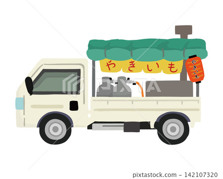 Illustration of a mobile baked sweet potato vendor (autumn/winter stall) Illustration of a mobile baked sweet potato vendor (autumn/winter stall) 142107320