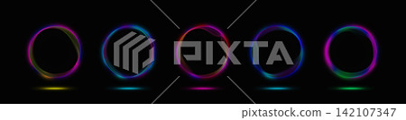 Abstract gradient shapes. Light neon color wave, green graphic round frame or circular energy glow. Ring effect Abstract circular. Technology visuals and modern composition. Vector background Abstract gradient shapes. Light neon color wave, green graphic round frame or circular energy glow. Ring effect Abstract circular. Technology visuals and modern composition. Vector background 142107347