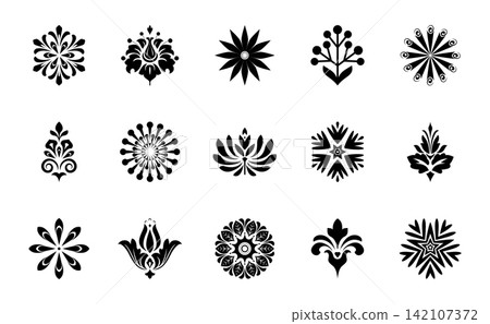 Flower icons set. Isolated elements for design. Vector graphics. Flower collection Flower icons set. Isolated elements for design. Vector graphics. Flower collection 142107372