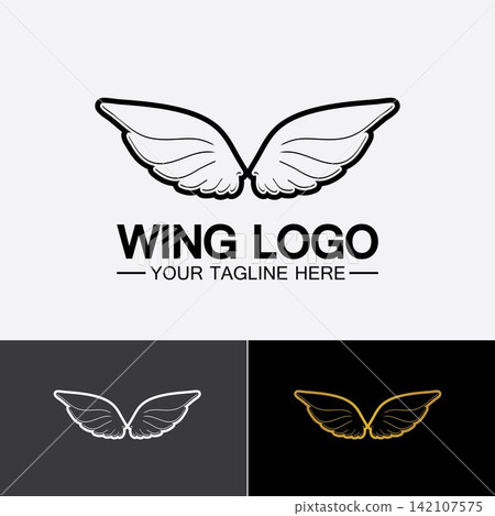 Wings logo vector icon symbol illustration design template Wings logo vector icon symbol illustration design template 142107575