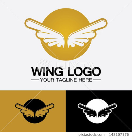 Wings logo vector icon symbol illustration design template Wings logo vector icon symbol illustration design template 142107576
