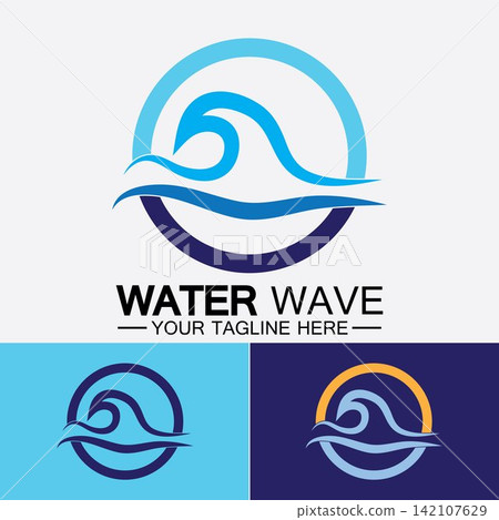 Water wave icon vector 142107629