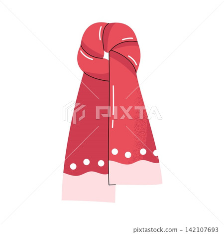 Red winter knitted scarf vector illustration Red winter knitted scarf vector illustration 142107693