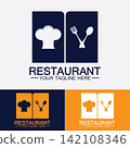 Restaurant logo with spoon and fork icon,menu design food drink concept for cafe restaurant 142108346