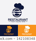 Restaurant logo with spoon and fork icon,menu design food drink concept for cafe restaurant 142108348