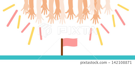 Illustration of a hand grasping victory Illustration of a hand grasping victory 142108871