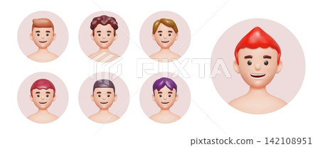 3d avatars. People face profile, happy man person smile as boy head render in circle. Stylized student diverse for social media, identity user icons. Vector cartoon isolated illustration 3d avatars. People face profile, happy man person smile as boy head render in circle. Stylized student diverse for social media, identity user icons. Vector cartoon isolated illustration 142108951