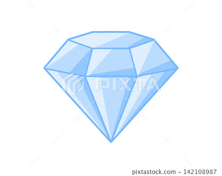 Illustration of a blue gemstone, a diamond. 142108987