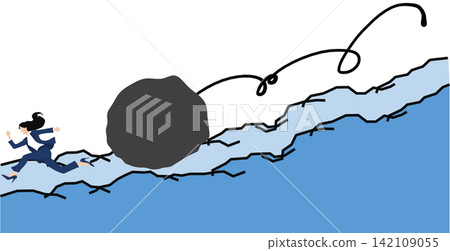 An illustration of a businesswoman avoiding failure. An illustration of a businesswoman avoiding failure. 142109055