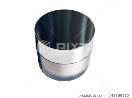 a cream container isolated. Cream jar with sparkling lead mock up 142109210