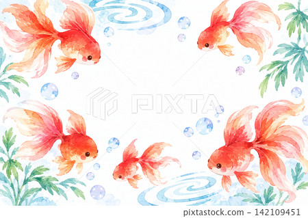 Goldfish swimming and goldfish background Goldfish swimming and goldfish background 142109451