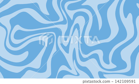 Abstract psychedelic aesthetics retro groovy liquid swirl light blue pattern background 142109591