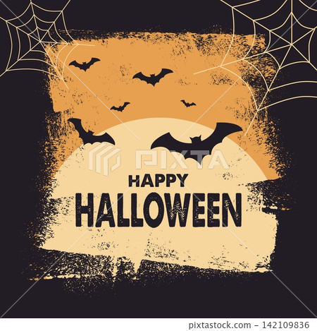 Vintage Happy Halloween square banner background vector 142109836
