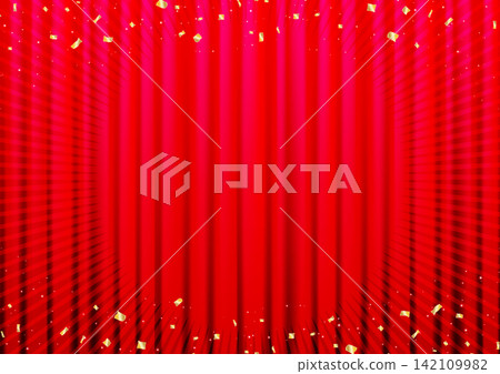A background illustration featuring red curtains and glittering gold tape. A background illustration featuring red curtains and glittering gold tape. 142109982