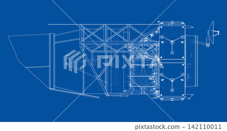 blueprint of a spacecraft design. Vector blueprint of a spacecraft design. Vector 142110011