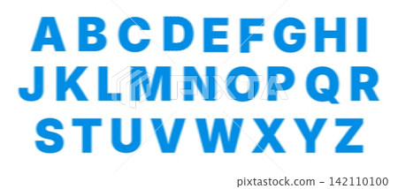 Alphabet font typography blue ribbed uppercase letter element 142110100