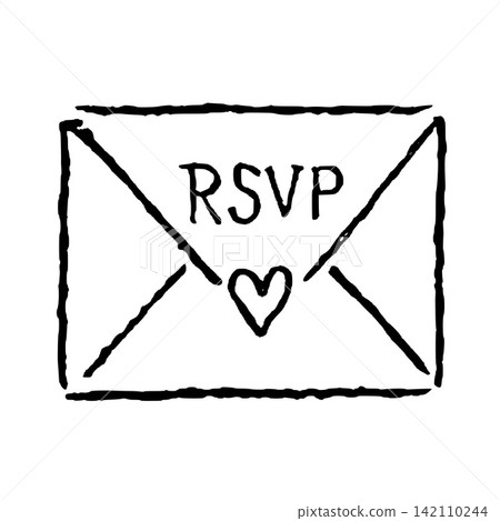 Hand Drawn RSVP Envelope Vector Line Art Hand Drawn RSVP Envelope Vector Line Art 142110244