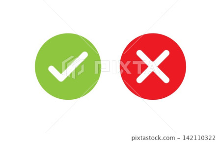 Check and cross icon vector illustration set. Check and cross icon vector illustration set. 142110322