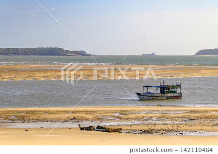 Fishing trawler anchored Fishing trawler anchored 142110484