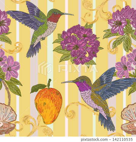 tropical background with birds and birds tropical background with birds and birds 142110535