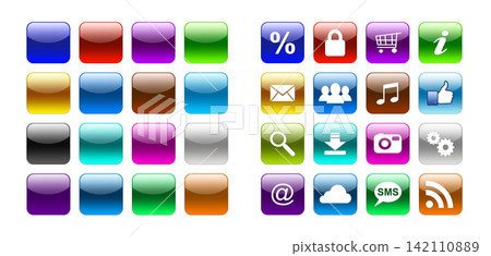 Set of colorful button templates isolated on transparent background. Collection for website, mobile app UI design, user interface and digital projects Set of colorful button templates isolated on transparent background. Collection for website, mobile app UI design, user interface and digital projects 142110889