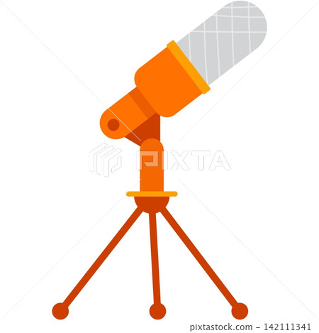 Vector studio mic icon radio microphone on tripod Vector studio mic icon radio microphone on tripod 142111341