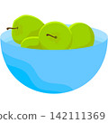 Bowl with apple fruit vector green food icon 142111369