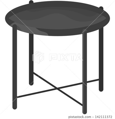Coffee table vector round small black desk icon Coffee table vector round small black desk icon 142111372
