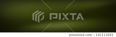 Abstract wide background with a grainy texture in olive green, moss, and dark forest tones. A blurred noise backdrop ideal for organic banners and wallpapers 142111693