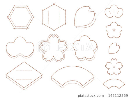 Simple Japanese-style frame set with a rough effect. Simple Japanese-style frame set with a rough effect. 142112269