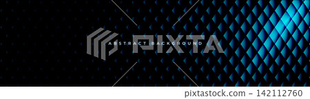 Black and blue modern wide abstract background banner with glowing geometric texture. Black and blue modern wide abstract background banner with glowing geometric texture. 142112760