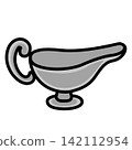 A boat-shaped container for serving curry (gravy boat) (silver) 142112954