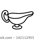 A boat-shaped container for curry (gravy boat) (line drawing) 142112955