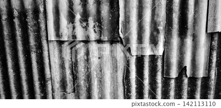 Black and White Weathered Corrugated Asbestos Wall Texture Black and White Weathered Corrugated Asbestos Wall Texture 142113110