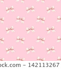 Pastel pink ribbon pattern, cute little ribbon background pattern 142113267