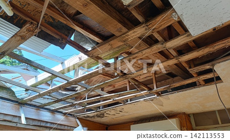 A landscape with wooden beams 142113553