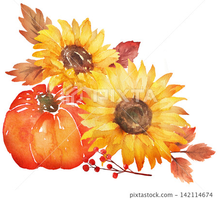 Watercolor Autumn Botanical Frame Material Watercolor Autumn Botanical Frame Material 142114674