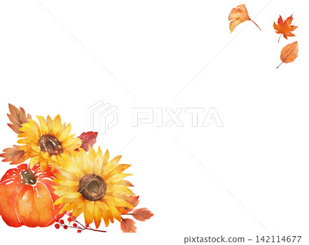 Watercolor Autumn Botanical Frame Watercolor Autumn Botanical Frame 142114677