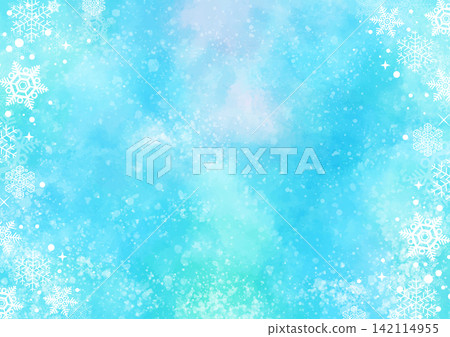 A watercolor winter frame adorned with snowflakes A watercolor winter frame adorned with snowflakes 142114955