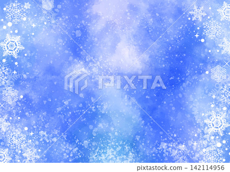 一幅飾有雪花的水彩冬季畫框 142114956