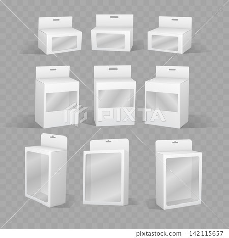 White Product Box with Window Mockup Vector White Product Box with Window Mockup Vector 142115657