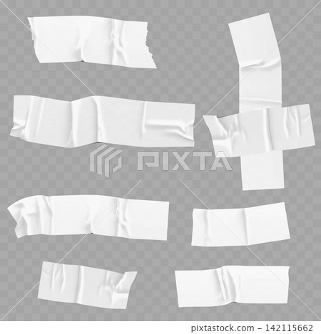 Wrinkled White Adhesive Tape Set Vector Wrinkled White Adhesive Tape Set Vector 142115662